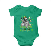 Funny Raccoon Drinking Beer St Patricks Day Baby Onesie Just Here For The Shenanigans