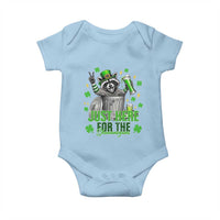 Funny Raccoon Drinking Beer St Patricks Day Baby Onesie Just Here For The Shenanigans