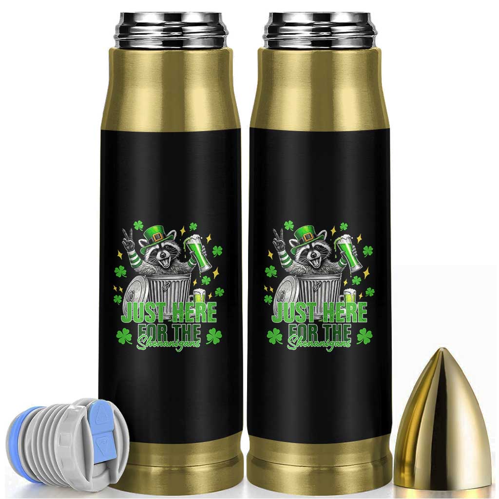 Funny Raccoon Drinking Beer St Patricks Day Bullet Tumbler Just Here For The Shenanigans