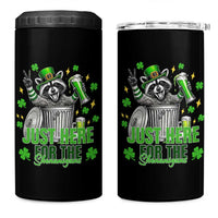 Funny Raccoon Drinking Beer St Patricks Day 4 in 1 Can Cooler Tumbler Just Here For The Shenanigans