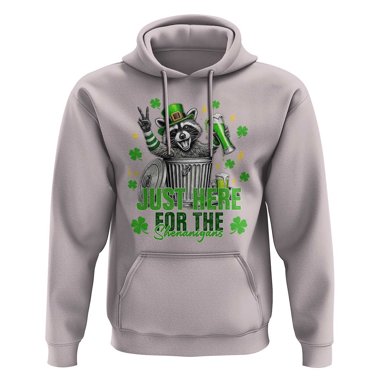 Funny Raccoon Drinking Beer St Patricks Day Hoodie Just Here For The Shenanigans
