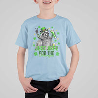 Funny Raccoon Drinking Beer St Patricks Day T Shirt For Kid Just Here For The Shenanigans
