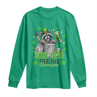 Funny Raccoon Drinking Beer St Patricks Day Long Sleeve Shirt Just Here For The Shenanigans