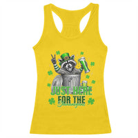 Funny Raccoon Drinking Beer St Patricks Day Racerback Tank Top Just Here For The Shenanigans