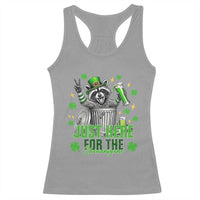 Funny Raccoon Drinking Beer St Patricks Day Racerback Tank Top Just Here For The Shenanigans