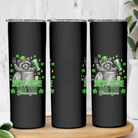 Funny Raccoon Drinking Beer St Patricks Day Skinny Tumbler Just Here For The Shenanigans