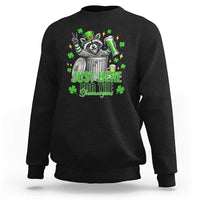 Funny Raccoon Drinking Beer St Patricks Day Sweatshirt Just Here For The Shenanigans