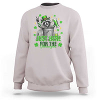 Funny Raccoon Drinking Beer St Patricks Day Sweatshirt Just Here For The Shenanigans