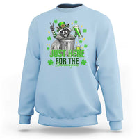 Funny Raccoon Drinking Beer St Patricks Day Sweatshirt Just Here For The Shenanigans