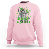 Funny Raccoon Drinking Beer St Patricks Day Sweatshirt Just Here For The Shenanigans