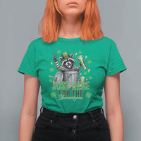 Funny Raccoon Drinking Beer St Patricks Day T Shirt For Women Just Here For The Shenanigans