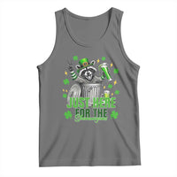 Funny Raccoon Drinking Beer St Patricks Day Tank Top Just Here For The Shenanigans