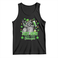 Funny Raccoon Drinking Beer St Patricks Day Tank Top Just Here For The Shenanigans