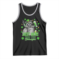 Funny Raccoon Drinking Beer St Patricks Day Tank Top Just Here For The Shenanigans