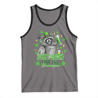 Funny Raccoon Drinking Beer St Patricks Day Tank Top Just Here For The Shenanigans
