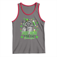 Funny Raccoon Drinking Beer St Patricks Day Tank Top Just Here For The Shenanigans