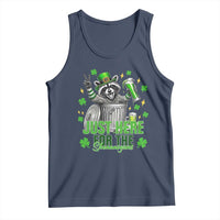 Funny Raccoon Drinking Beer St Patricks Day Tank Top Just Here For The Shenanigans
