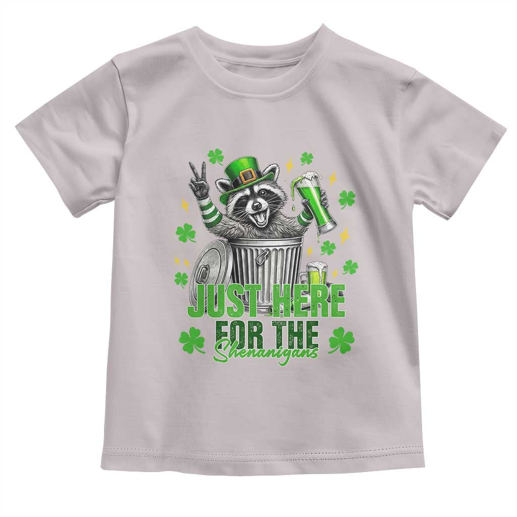 Funny Raccoon Drinking Beer St Patricks Day Toddler T Shirt Just Here For The Shenanigans