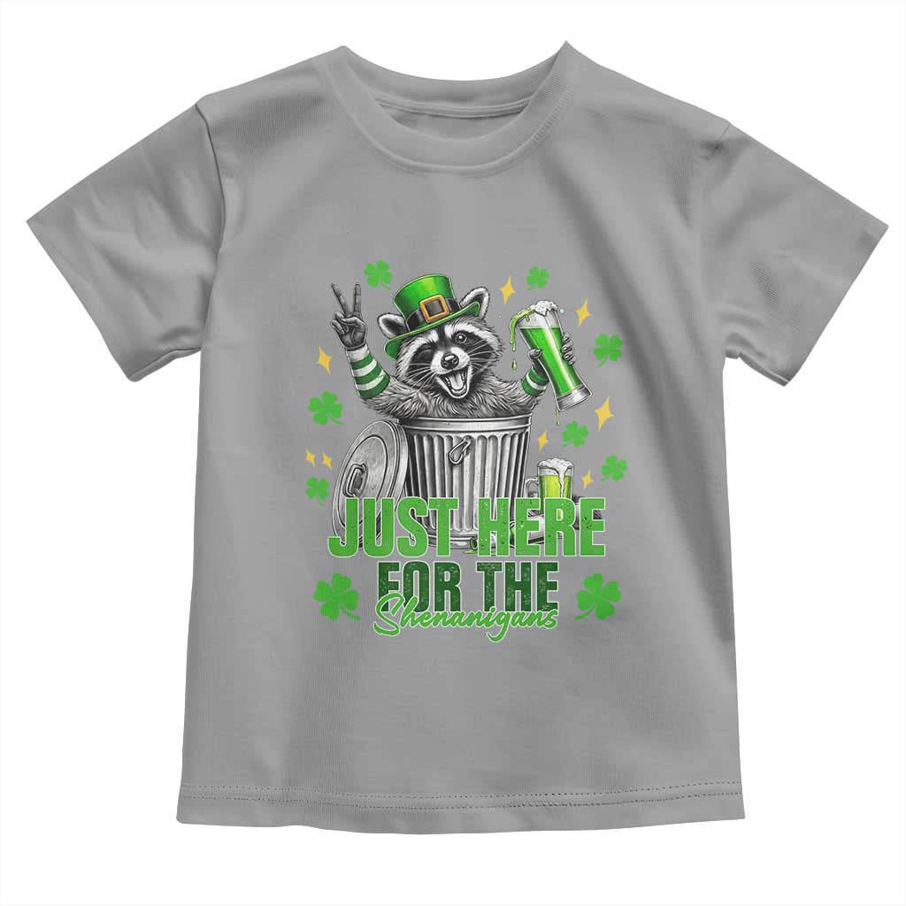 Funny Raccoon Drinking Beer St Patricks Day Toddler T Shirt Just Here For The Shenanigans