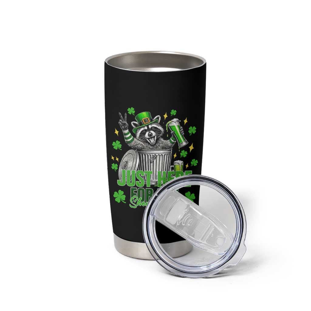 Funny Raccoon Drinking Beer St Patricks Day Tumbler Cup Just Here For The Shenanigans