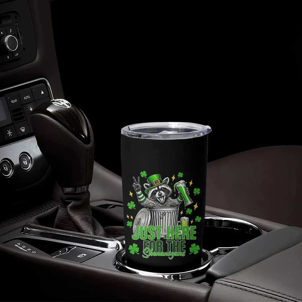 Funny Raccoon Drinking Beer St Patricks Day Tumbler Cup Just Here For The Shenanigans