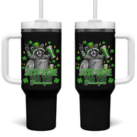 Funny Raccoon Drinking Beer St Patricks Day Tumbler With Handle Just Here For The Shenanigans