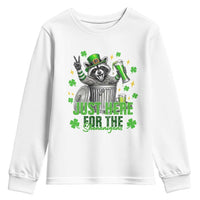 Funny Raccoon Drinking Beer St Patricks Day Youth Sweatshirt Just Here For The Shenanigans