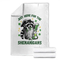 Funny Raccoon St Patricks Day Meme Throw Blanket Trash Panda Just Here For The Shenanigans