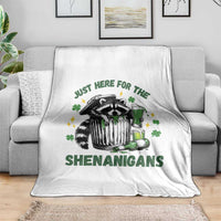 Funny Raccoon St Patricks Day Meme Throw Blanket Trash Panda Just Here For The Shenanigans