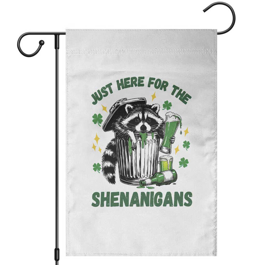 Funny Raccoon St Patricks Day Meme Garden Flag Trash Panda Just Here For The Shenanigans