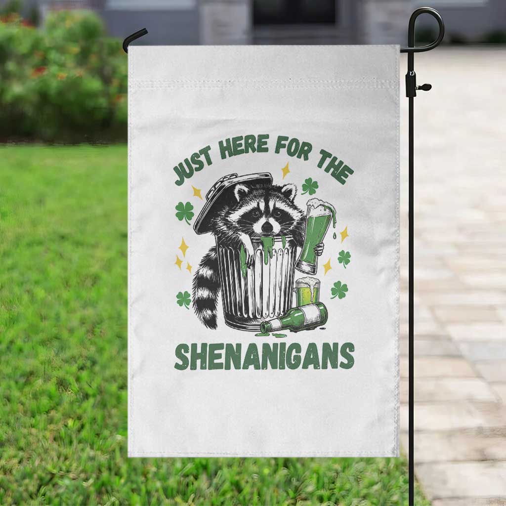 Funny Raccoon St Patricks Day Meme Garden Flag Trash Panda Just Here For The Shenanigans