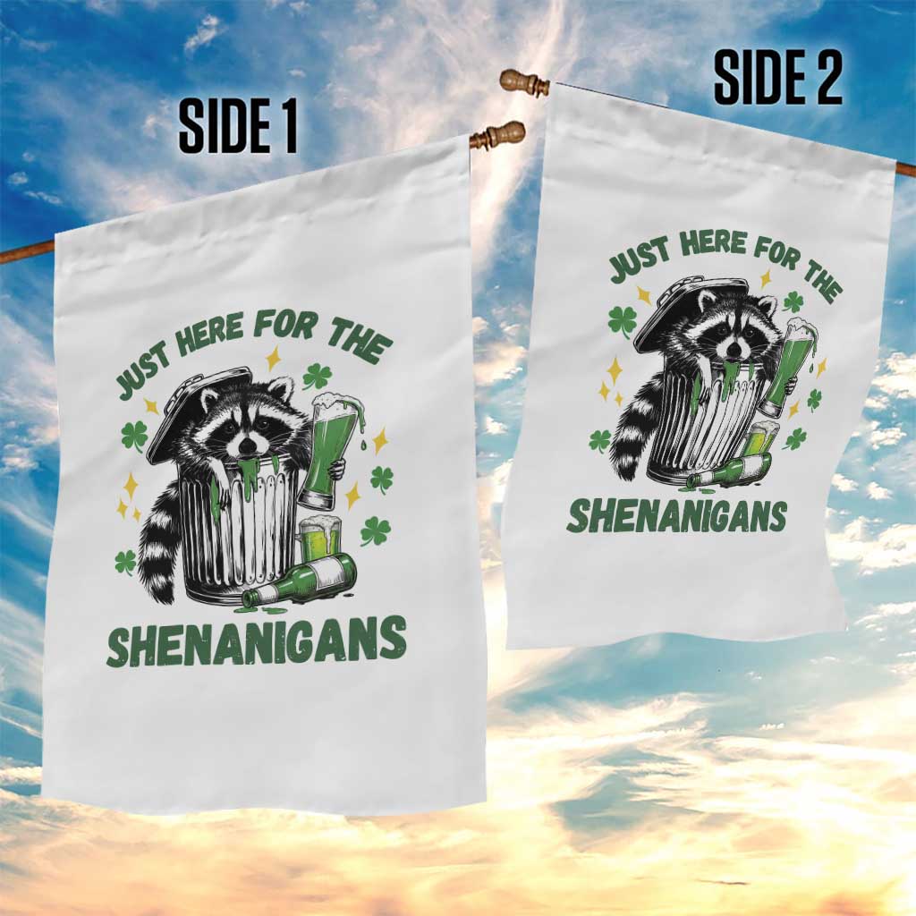Funny Raccoon St Patricks Day Meme Garden Flag Trash Panda Just Here For The Shenanigans