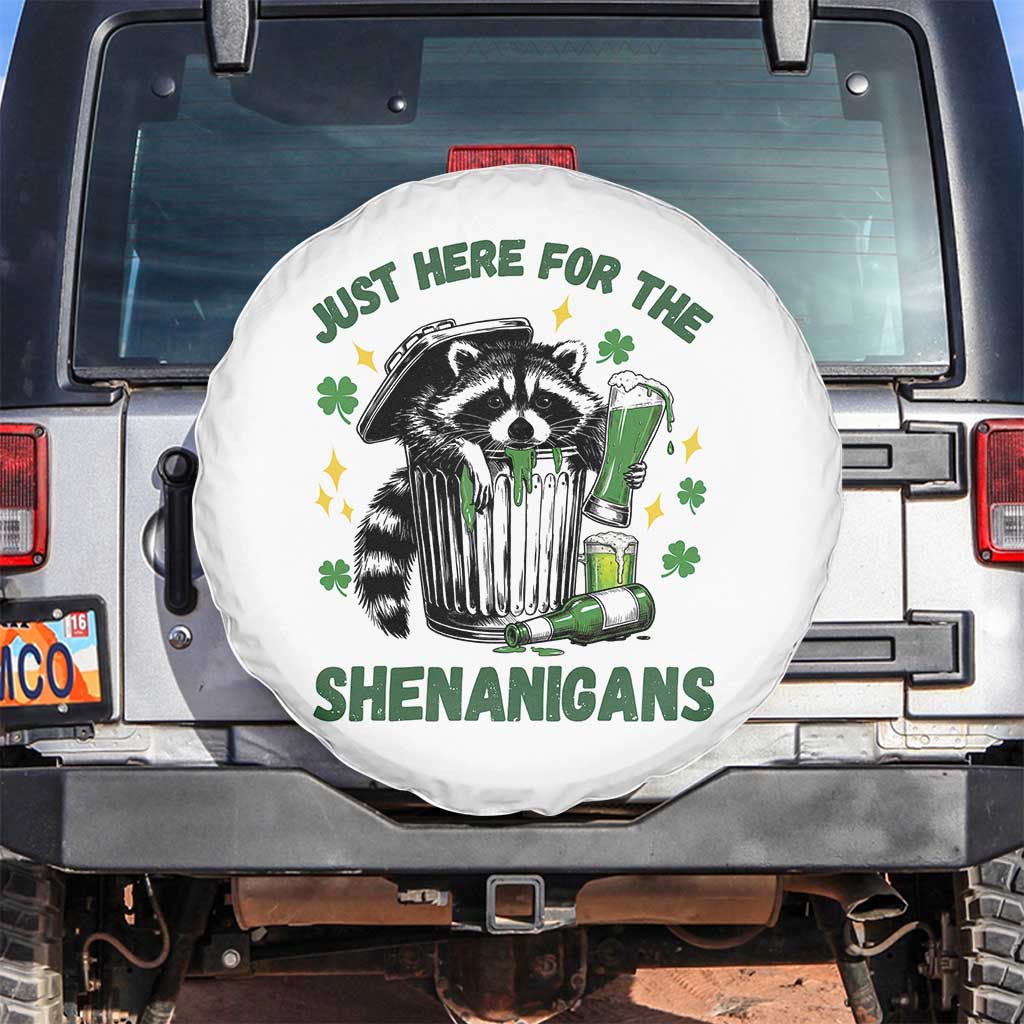 Funny Raccoon St Patricks Day Meme Spare Tire Cover Trash Panda Just Here For The Shenanigans