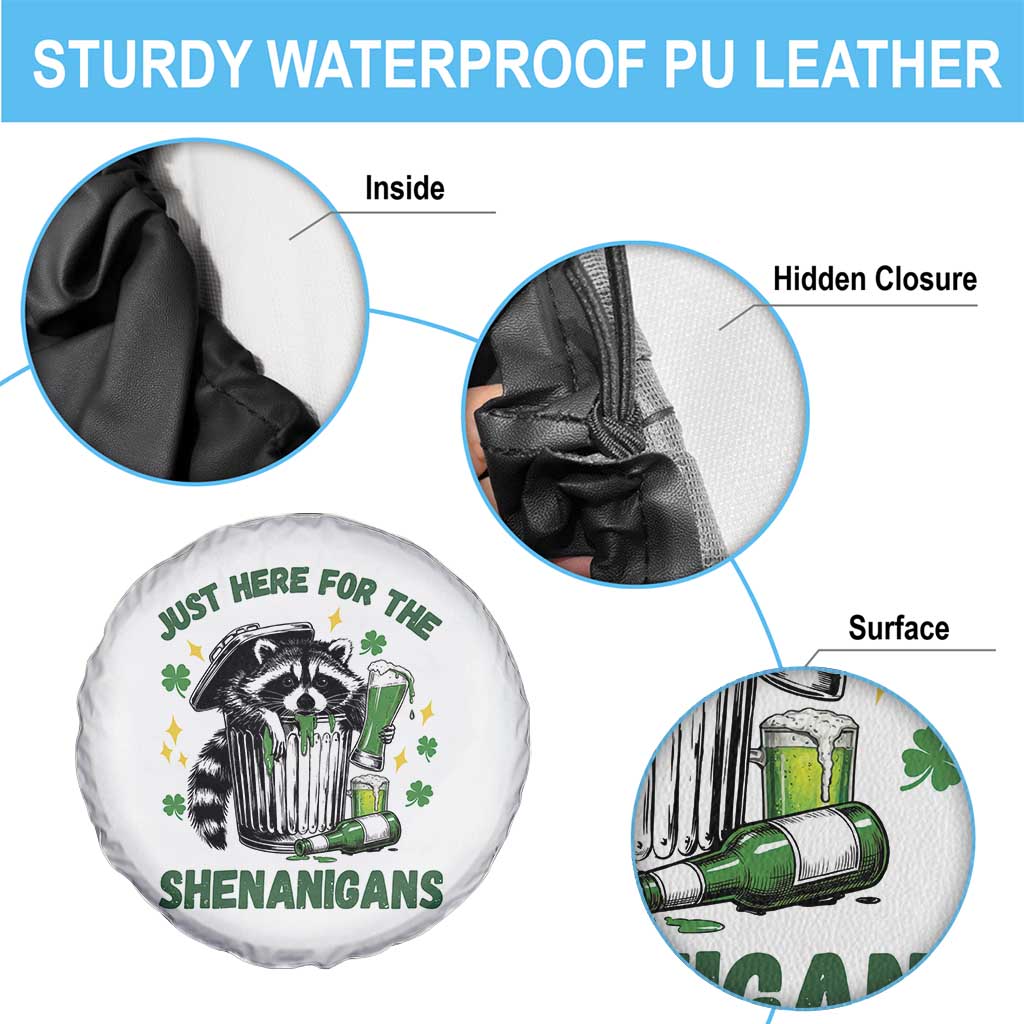 Funny Raccoon St Patricks Day Meme Spare Tire Cover Trash Panda Just Here For The Shenanigans