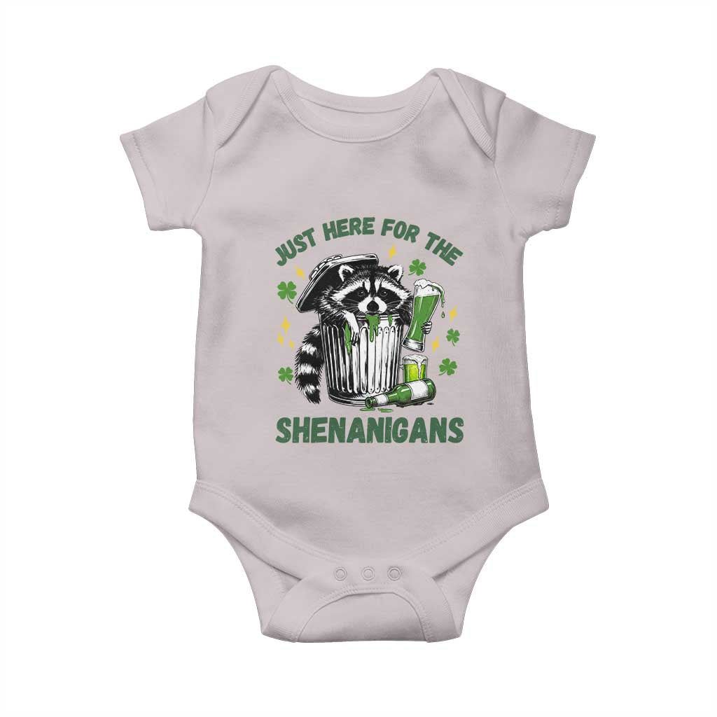 Funny Raccoon St Patricks Day Meme Baby Onesie Trash Panda Just Here For The Shenanigans