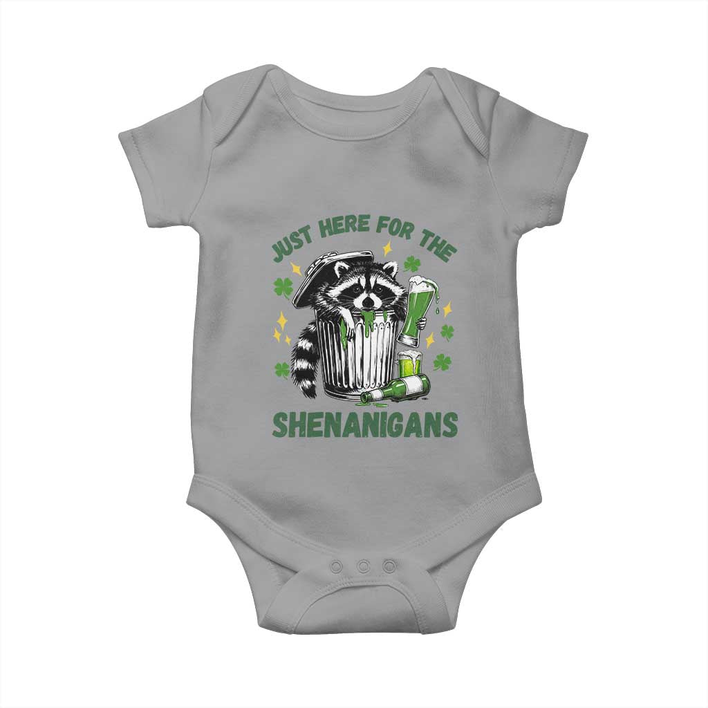 Funny Raccoon St Patricks Day Meme Baby Onesie Trash Panda Just Here For The Shenanigans