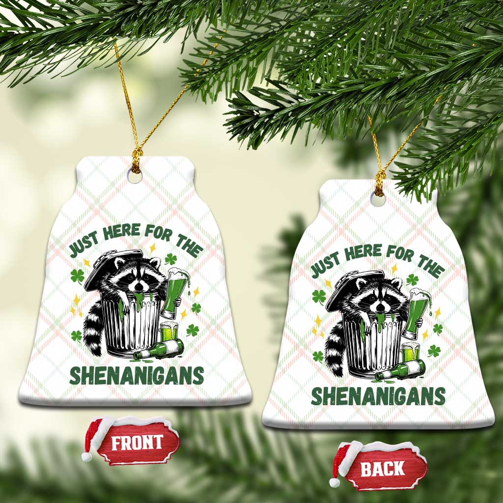 Funny Raccoon St Patricks Day Meme Ceramic Ornament Trash Panda Just Here For The Shenanigans
