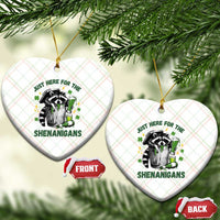 Funny Raccoon St Patricks Day Meme Ceramic Ornament Trash Panda Just Here For The Shenanigans