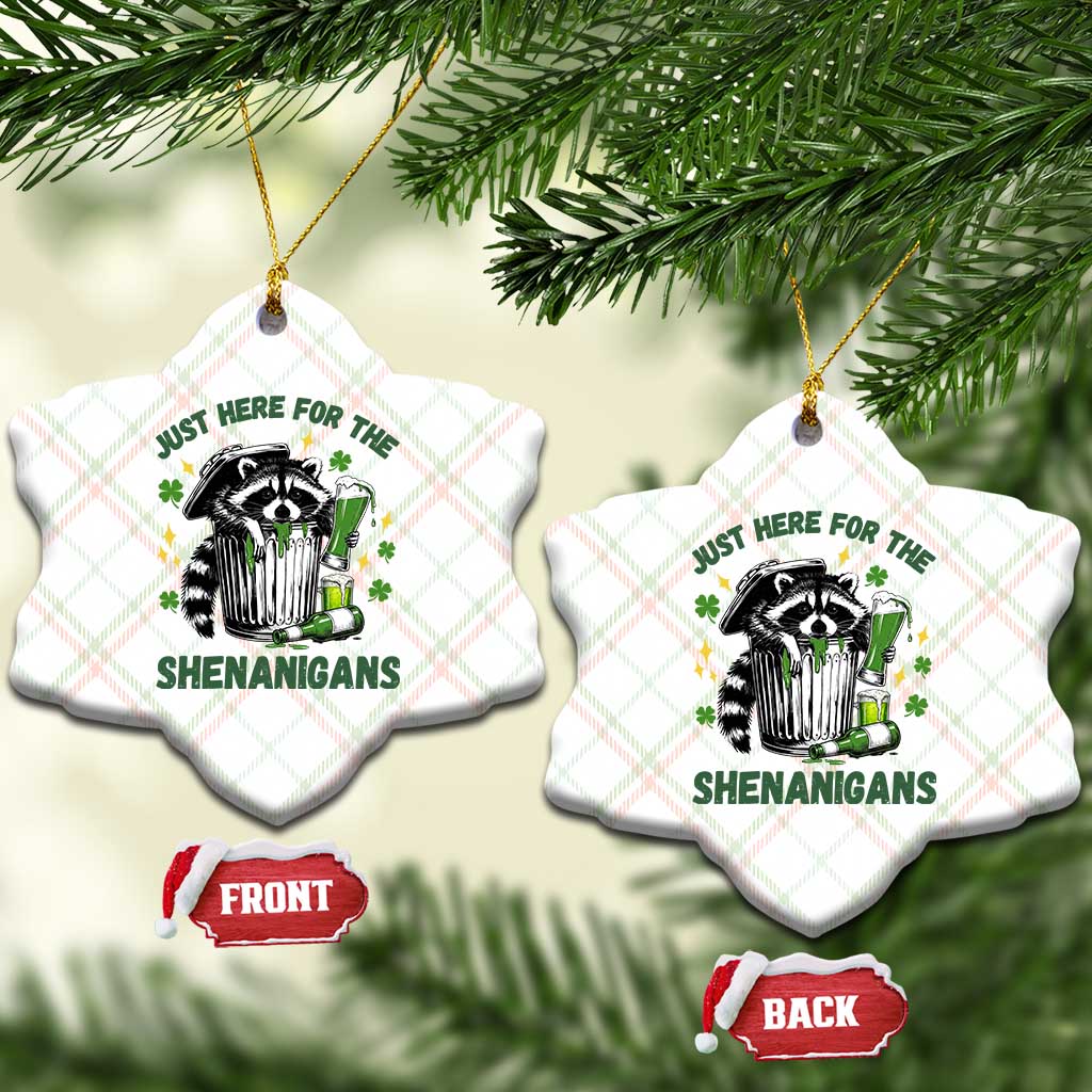 Funny Raccoon St Patricks Day Meme Ceramic Ornament Trash Panda Just Here For The Shenanigans