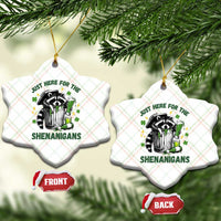 Funny Raccoon St Patricks Day Meme Ceramic Ornament Trash Panda Just Here For The Shenanigans