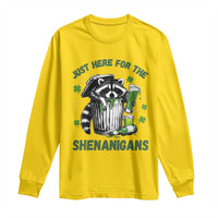Funny Raccoon St Patricks Day Meme Long Sleeve Shirt Trash Panda Just Here For The Shenanigans