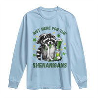 Funny Raccoon St Patricks Day Meme Long Sleeve Shirt Trash Panda Just Here For The Shenanigans