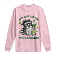 Funny Raccoon St Patricks Day Meme Long Sleeve Shirt Trash Panda Just Here For The Shenanigans
