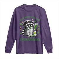 Funny Raccoon St Patricks Day Meme Long Sleeve Shirt Trash Panda Just Here For The Shenanigans