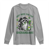 Funny Raccoon St Patricks Day Meme Long Sleeve Shirt Trash Panda Just Here For The Shenanigans