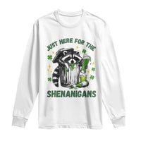 Funny Raccoon St Patricks Day Meme Long Sleeve Shirt Trash Panda Just Here For The Shenanigans