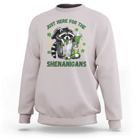Funny Raccoon St Patricks Day Meme Sweatshirt Trash Panda Just Here For The Shenanigans