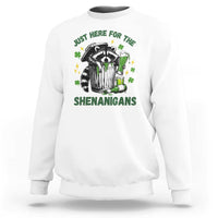 Funny Raccoon St Patricks Day Meme Sweatshirt Trash Panda Just Here For The Shenanigans
