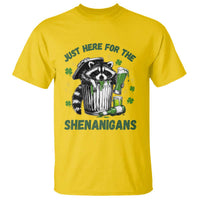 Funny Raccoon St Patricks Day Meme T Shirt Trash Panda Just Here For The Shenanigans