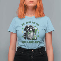 Funny Raccoon St Patricks Day Meme T Shirt For Women Trash Panda Just Here For The Shenanigans